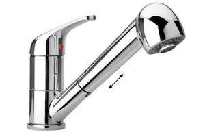 Изображение товара Смеситель Paini Creta 42CR568LMKM для кухонной мойки, излив выдвижной, хром