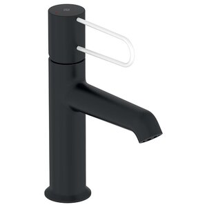 Изображение товара Смеситель для раковины Jacob Delafon Odeon Rive Gauche E21028-00-BL, с донным клапаном, корпус черный, ручка белая