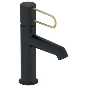Изображение товара Смеситель для раковины Jacob Delafon Odeon Rive Gauche E21029-GLD-BL, без донного клапана, корпус черный, ручка золото
