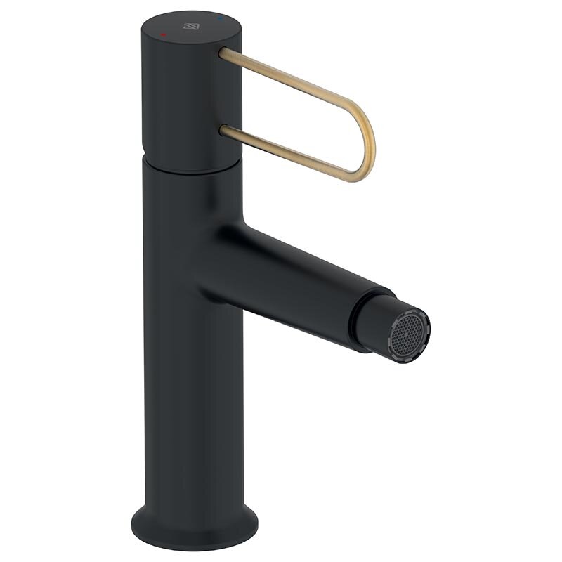 Изображение товара Смеситель для биде Jacob Delafon Odeon Rive Gauche E21033-GLD-BL черный с ручкой золото