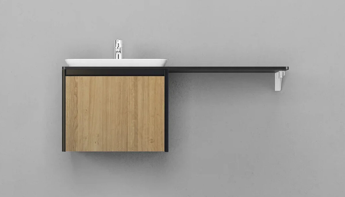 Изображение товара Подвесная тумба под раковину Velvex Klaufs 56х60.1Y черный покрытие HPL