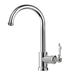 Изображение товара Смеситель Paini Duomo 88CR572L1US1KM для кухонной мойки, хром/белый