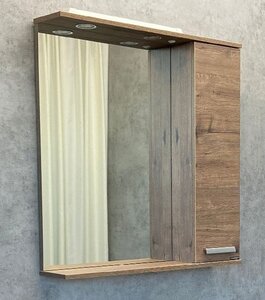 Изображение товара Зеркальный шкаф Comforty Марио, 75 см, с подсветкой, дуб темный, 00-00004159 (00-00004159CF)