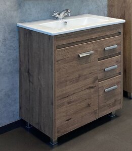 Изображение товара Тумба с раковиной Comforty Марио, 75 см, напольная, дуб темный