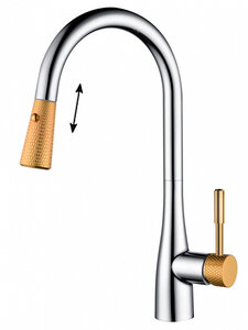 Изображение товара Смеситель для кухни D&K Rhein.Schiller DA1462504D с выдвижной лейкой хром золото