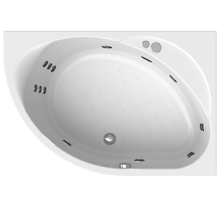 Изображение товара Ванна гидромассажная акриловая Радомир Vannesa Massage Мелани R 140 x 90 см, система Терапия хром