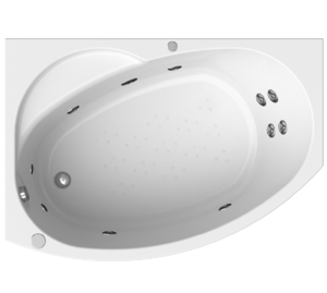 Изображение товара Ванна гидромассажная акриловая Радомир Vannesa Massage Монти L/R 150 x 105 см, система Терапия хром
