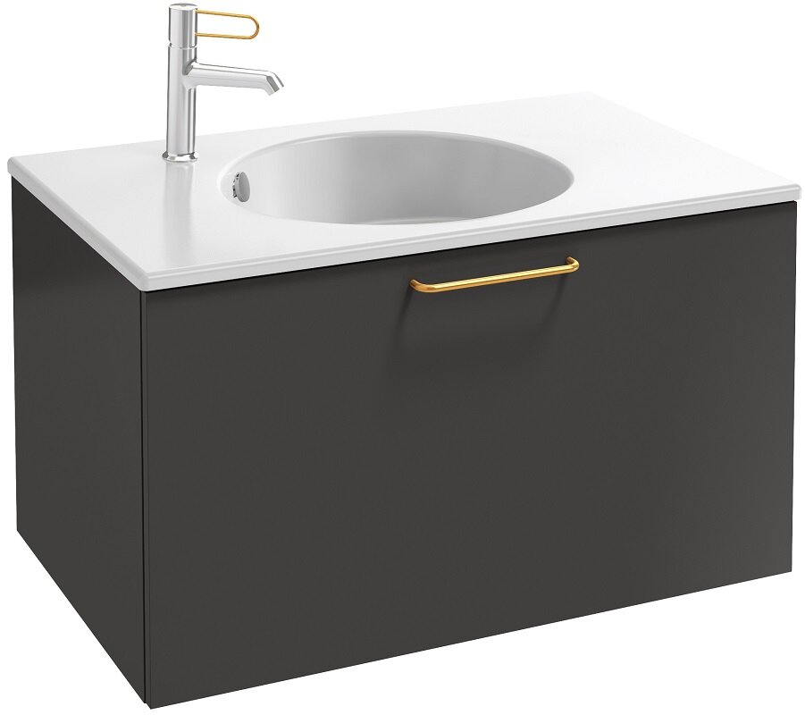 Изображение товара Тумба под раковину Jacob Delafon Odeon Rive Gauche 70 см, антрацит матовая, подвесная
