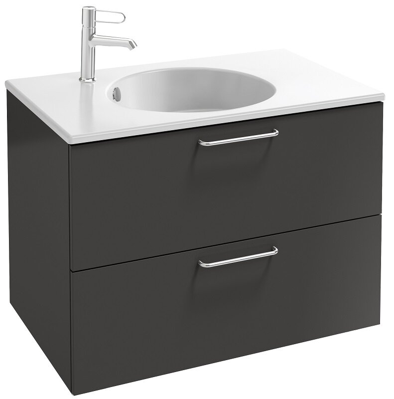 Изображение товара Стильная подвесная тумба под раковину Jacob Delafon Odeon Rive Gauche 70 см серый матовый с ручками