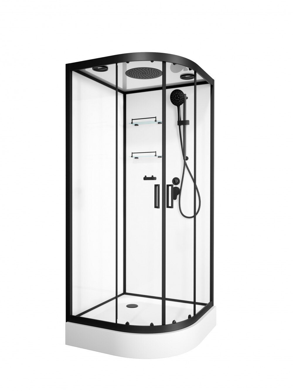 Изображение товара Душевая кабина Frank F409 Black, 90 х 90 см, низкий поддон, стекла прозрачные, профиль черный, 900904