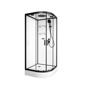 Изображение товара Душевая кабина Frank F400 Black, 100 х 100 см, низкий поддон, стекла прозрачные, профиль черный, 400404