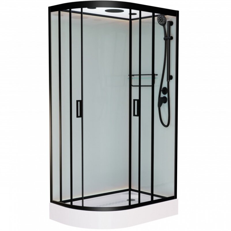 Изображение товара Душевая кабина Frank F412 L/R Black, 120 х 80 см, низкий поддон, стекла прозрачные, профиль черный, 214214/214215