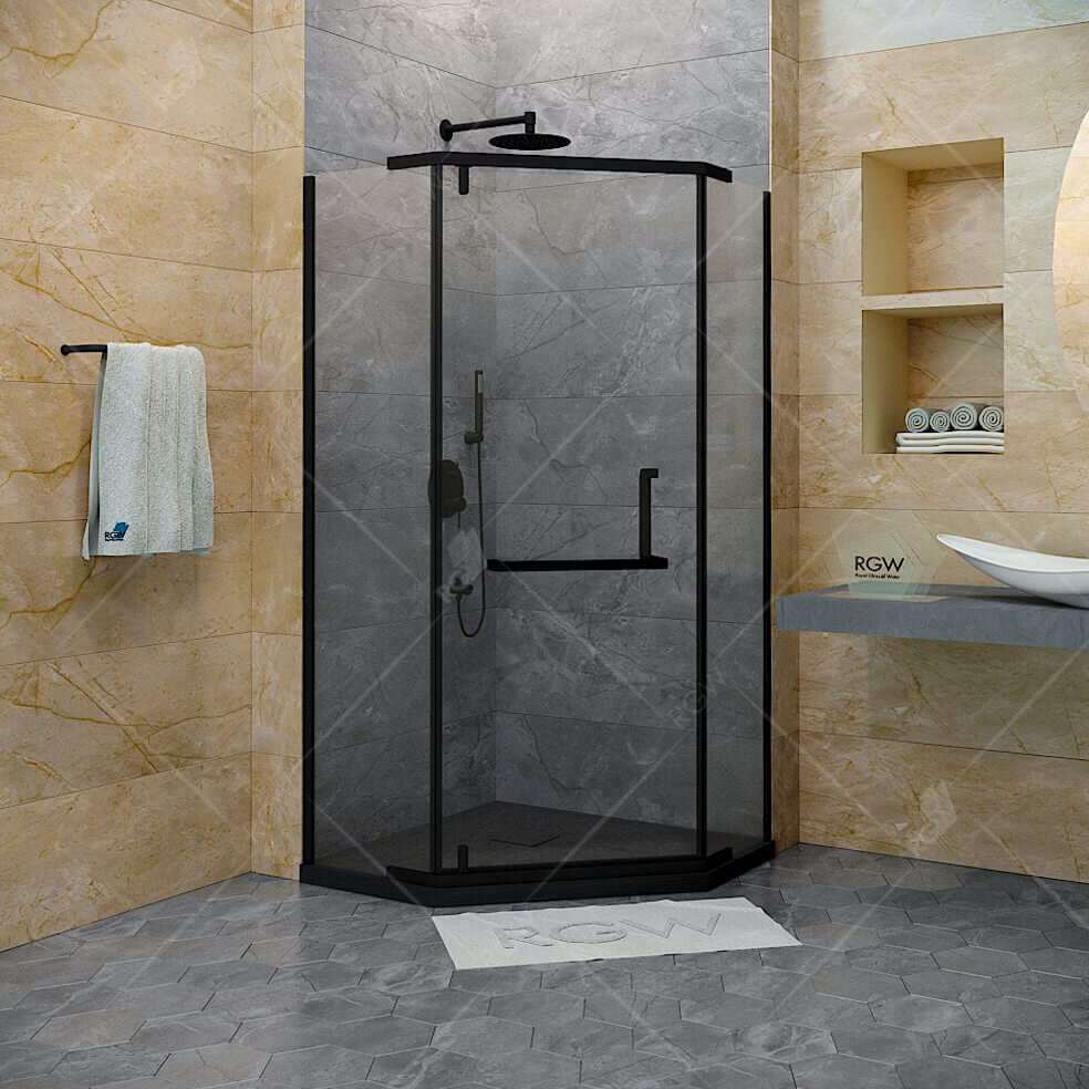 Изображение товара Душевой уголок RGW Hotel HO-081 B 100x100 см распашной с прозрачным стеклом черный