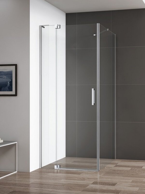 Изображение товара Душевой уголок Cezares Slider SLIDER-AH-1 80x70/80x195 см прозрачное стекло хром профиль