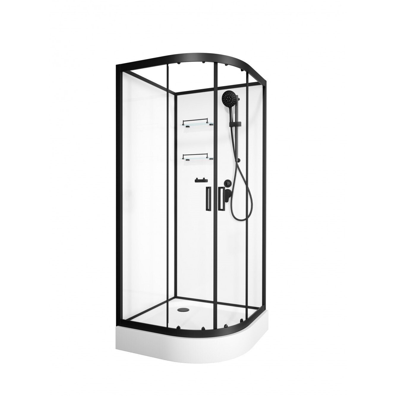 Изображение товара Душевая кабина Frank F410 Black без крыши низкий поддон 110x110 см Германия Изображение товара Душевая кабина Frank F410 Black без крыши низкий поддон 110x110 см Германия