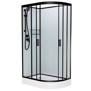 Изображение товара Душевая кабина Frank F411L/R Black без крыши, 110 x 80 см, низкий поддон, стекла прозрачные, профиль черный, 114004/114005