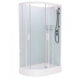 Изображение товара Душевая кабина Frank F418L/R White без крыши, 100 x 80 см, низкий поддон, стекла прозрачные, профиль белый, 418018/418019