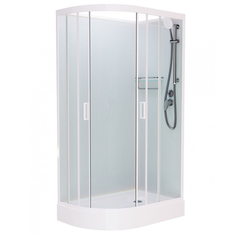Изображение товара Душевая кабина Frank F418L/R White без крыши, 100 x 80 см, низкий поддон, стекла прозрачные, профиль белый, 418018/418019