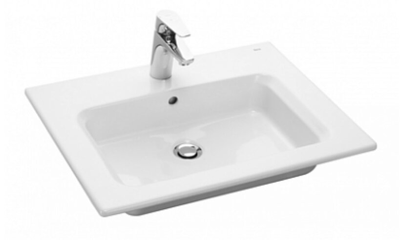 Изображение товара Раковина Roca The Gap 60 см из фарфора с переливом и угловым монтажом_WHITE