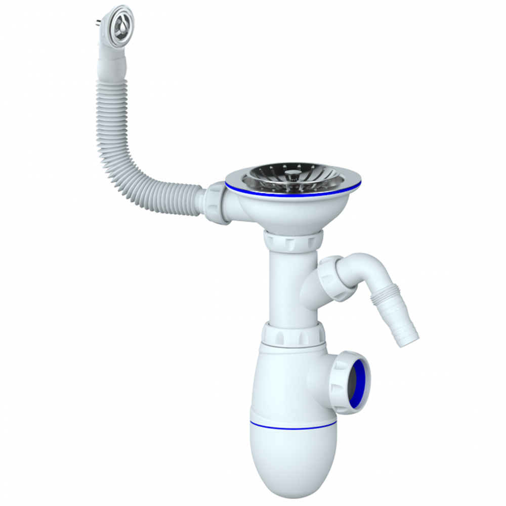 Изображение товара Сифон для мойки Granfest KM1VP/B431VP 1 1/2 хром нержавейка