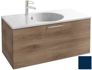 Изображение товара Тумба под раковину Jacob Delafon Odeon Rive Gauche 90 см, EB2513-RX-S56, цвет морской синий сатин, ручки на выбор