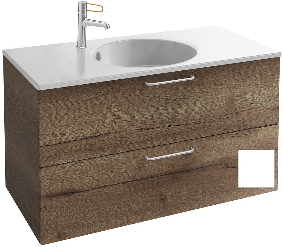 Изображение товара Подвесная тумба под раковину Jacob Delafon 90 см белый сатин с ручками на выбор