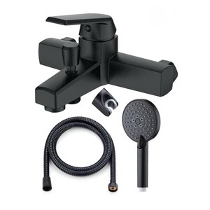 Изображение товара Полимерный смеситель OneLife для ванны и душа, черный матовый, P02-300b