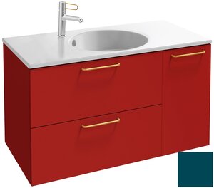 Изображение товара Тумба под раковину Jacob Delafon Odeon Rive Gauche 90 см, EB2543-RX-S47, цвет сине-зелёный сатин, ручки на выбор