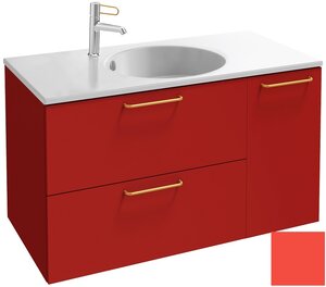 Изображение товара Тумба под раковину Jacob Delafon Odeon Rive Gauche 90 см, EB2543-RX-M81, цвет алый матовый, ручки на выбор