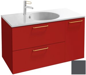 Изображение товара Тумба под раковину Jacob Delafon Odeon Rive Gauche 90 см, EB2543-RX-M53, цвет серый антрацит матовый, ручки на выбор