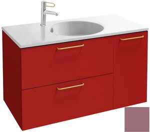 Изображение товара Тумба под раковину Jacob Delafon Odeon Rive Gauche 90 см, EB2543-RX-G1B, цвет нежно-розовый глянцевый, ручки на выбор