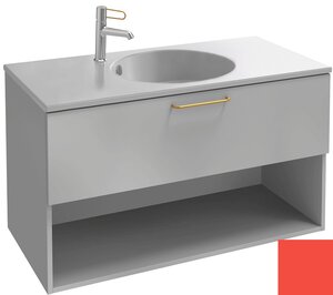 Изображение товара Тумба под раковину Jacob Delafon Odeon Rive Gauche 90 см, EB2553-RX-S44, цвет алый сатин, ручки на выбор Изображение товара Тумба под раковину Jacob Delafon Odeon Rive Gauche 90 см, EB2553-RX-S44, цвет алый сатин, ручки на выбор