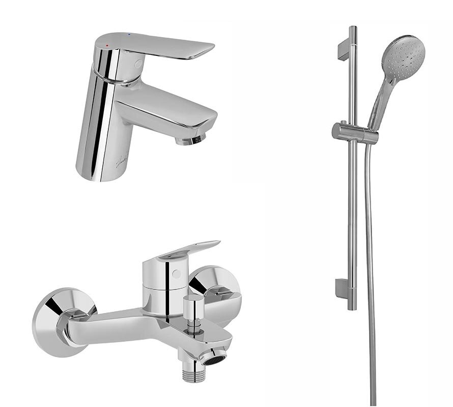 Изображение товара Комплект смесителей Jacob Delafon Lucien E20850RU-CP с душевым гарнитуром хром