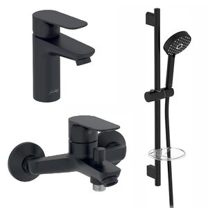 Изображение товара Душевой набор Jacob Delafon Oscar E29845RU-BL, черный матовый (E29844-BL/E29842-BL/E99898-BL)