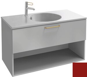 Изображение товара Тумба под раковину Jacob Delafon Odeon Rive Gauche 90 см, EB2553-RX-S08, цвет тёмно-красный сатин, ручки на выбор