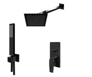 Изображение товара Душевая система WasserKRAFT черный глянец с верхней насадкой и лейкой