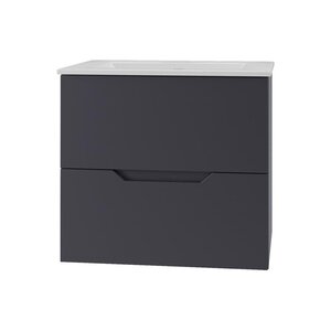 Изображение товара Тумба с раковиной Orange Line Li-60Tug+Ra, подвесная, графит матовый Soft Touch 
