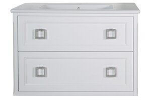 Изображение товара Тумба под раковину ASB-Woodline Рома 100П 100 см, 10852, 2 ящика, подвесная, белый