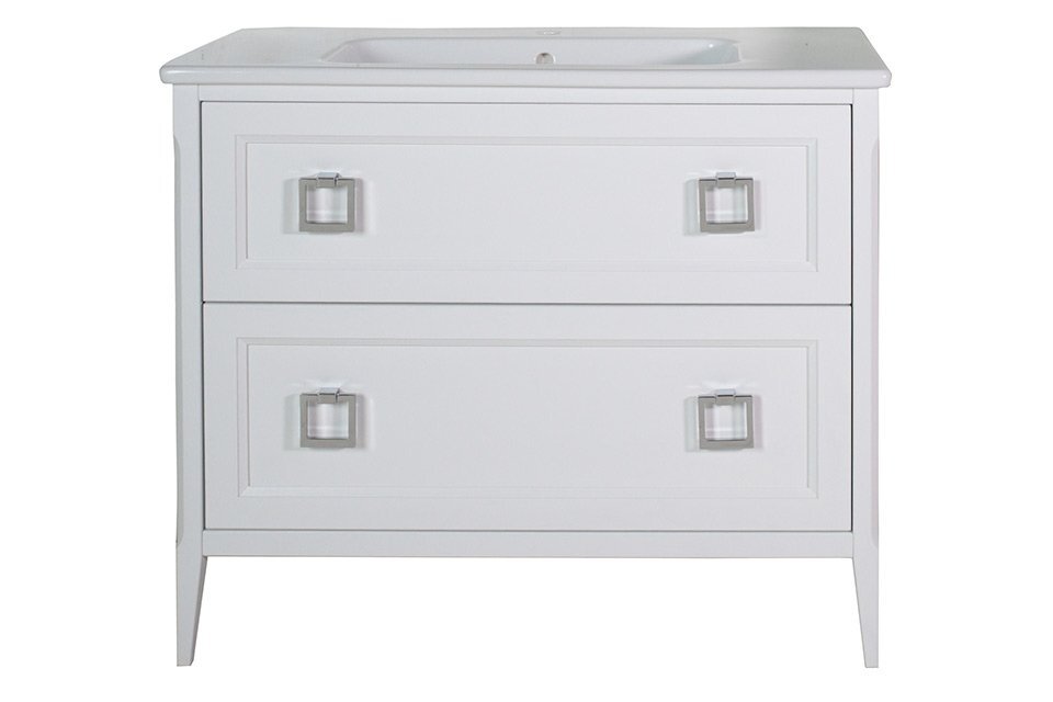 Изображение товара Тумба под раковину ASB-Woodline Рома 100Н 99.6x45.4x83.4 см белая напольная мебель