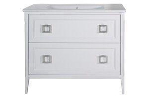 Изображение товара Тумба под раковину ASB-Woodline Рома 100Н 99.6x45.4x83.4 см белая напольная мебель