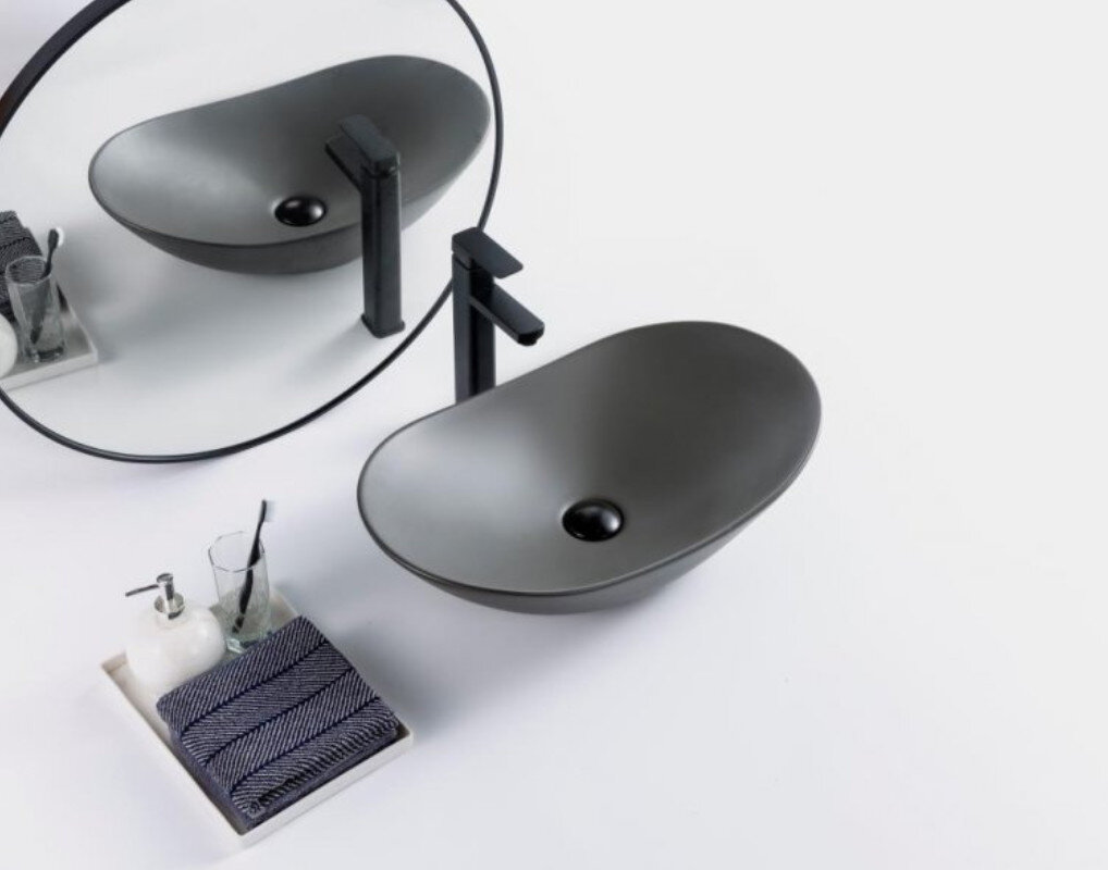 Изображение товара Раковина накладная из фаянса BelBagno BB1404-H311 60х36 см серый матовый