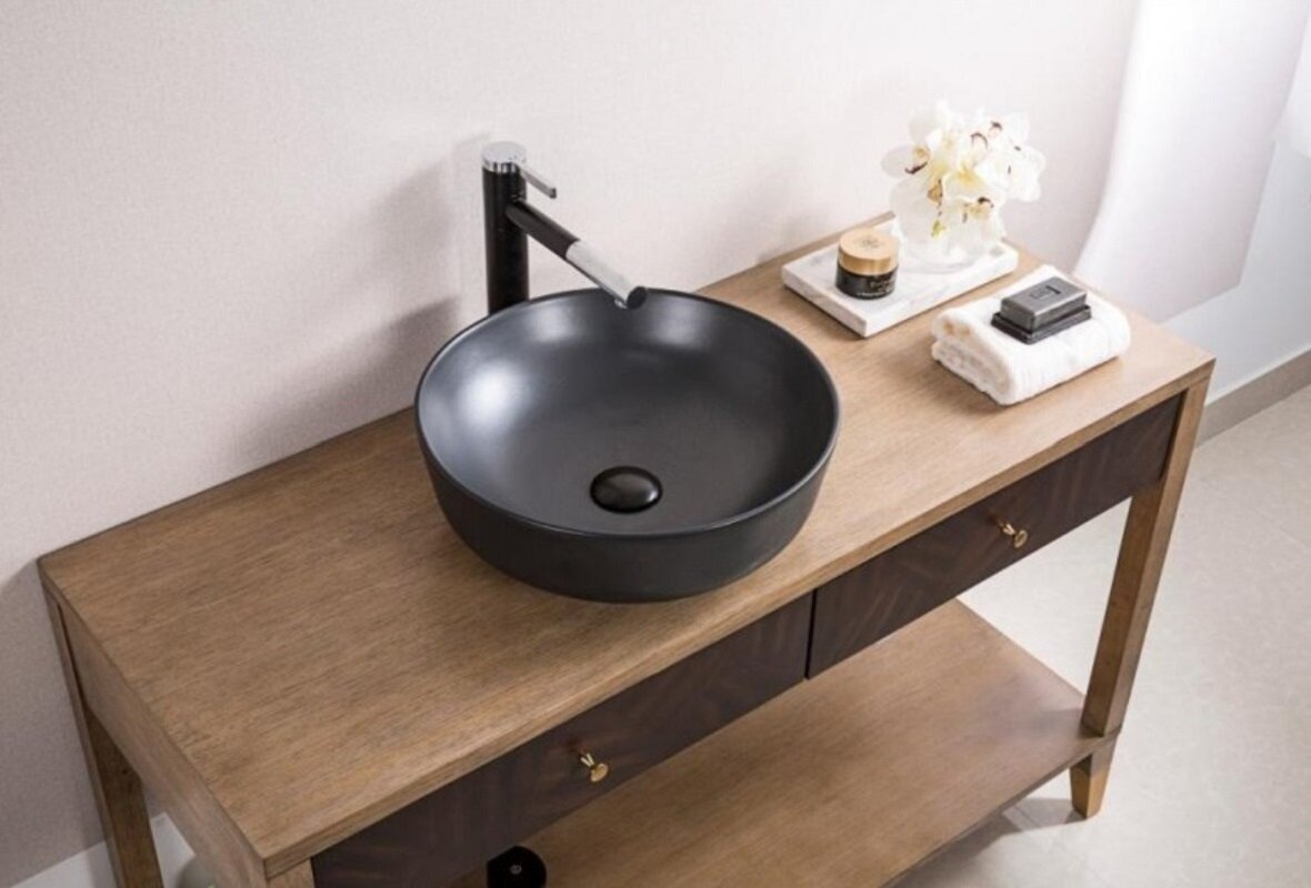 Изображение товара Раковина BelBagno BB1315-H301 накладная 41x41 см черный матовый, круглая