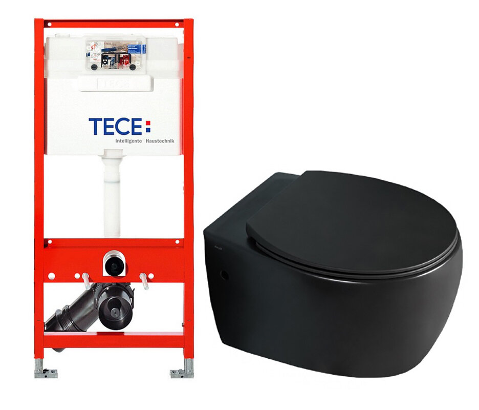 Изображение товара Инсталляция TECE TECEprofil 9300302 с унитазом Creo Avignon AV1100MB черный матовый комплект
