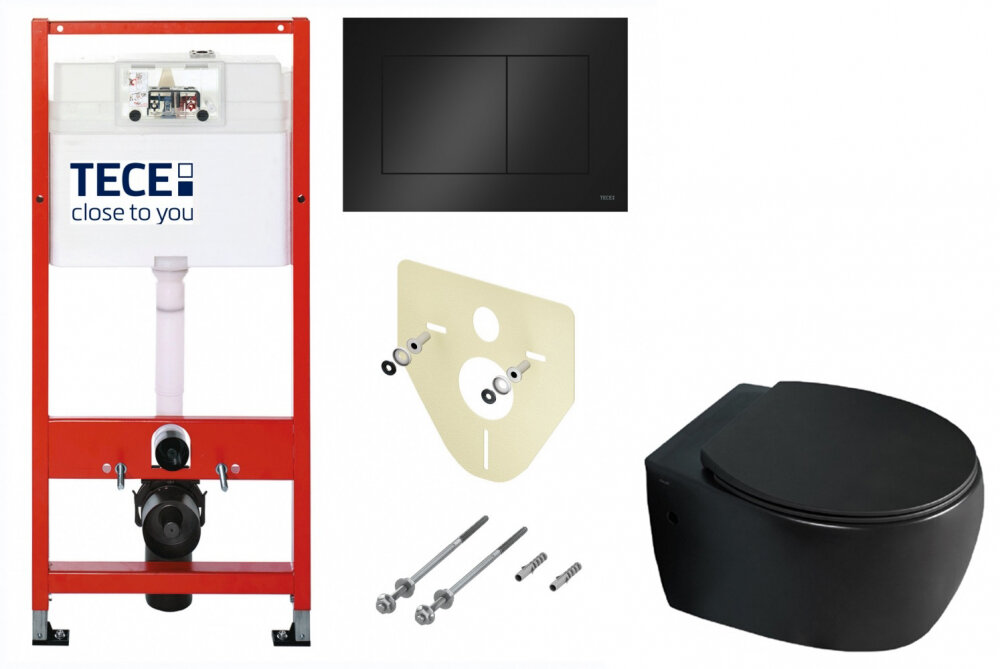 Изображение товара Инсталляции для унитаза TECEbase K440403 с безободковым унитазом Creo Ceramique Avignon AV1100MB, сиденье микролифт, черный матовый, комплект Santehnica.ru