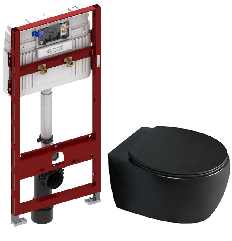 Изображение товара Инсталляция TECE TECEprofil 9300066 с безободковым унитазом Creo Ceramique Avignon AV1100MB, сиденье микролифт, черный матовый, комплект Santehnica.ru