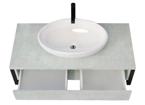Изображение товара Тумба с раковиной 1Marka Grunge Loft 100П, бетон светлый, подвесная