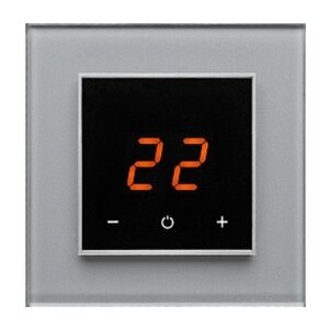 Изображение товара Электронно-сенсорный терморегулятор Aura Technology Orto CN586 Grey Metal 80х80х32 мм