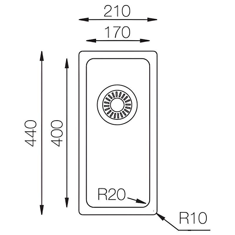 Изображение товара Кухонная мойка из нержавеющей стали TopZero Micro ME171.G10K 21x44 см для врезки