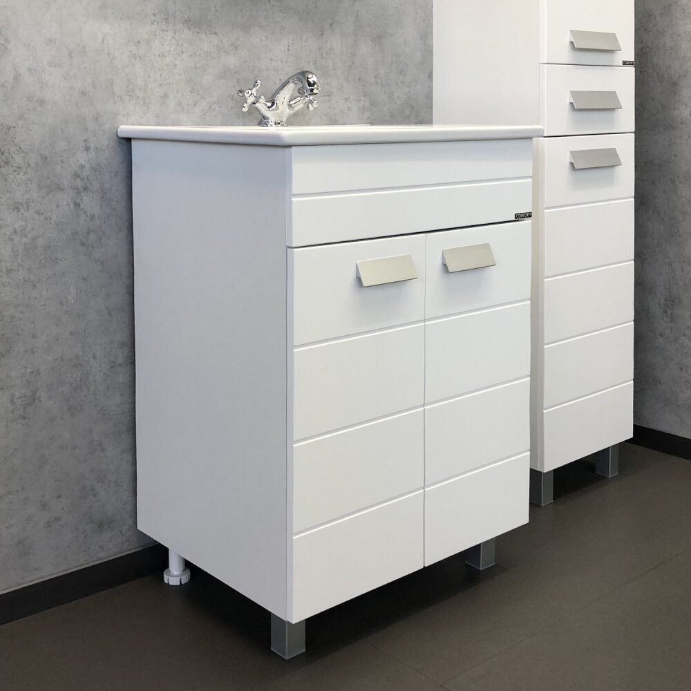Изображение товара Тумба с раковиной Comfortу Модена 60 см напольная белый матовый раковина Quadro
