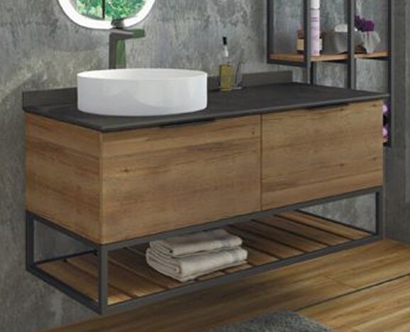 Изображение товара Тумба с раковиной Comforty Порто 120 см подвесная темный дуб